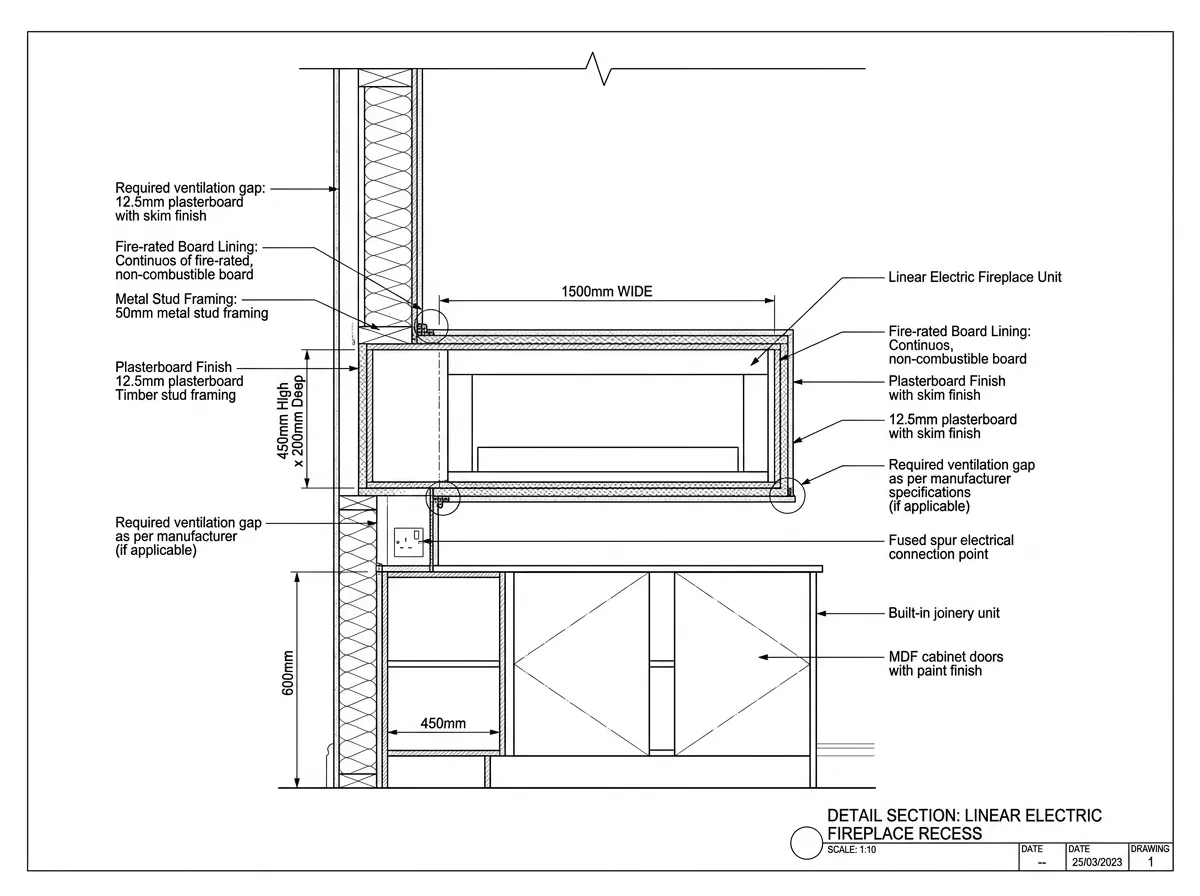 Floor-to-ceiling bespoke media wall CAD drawing