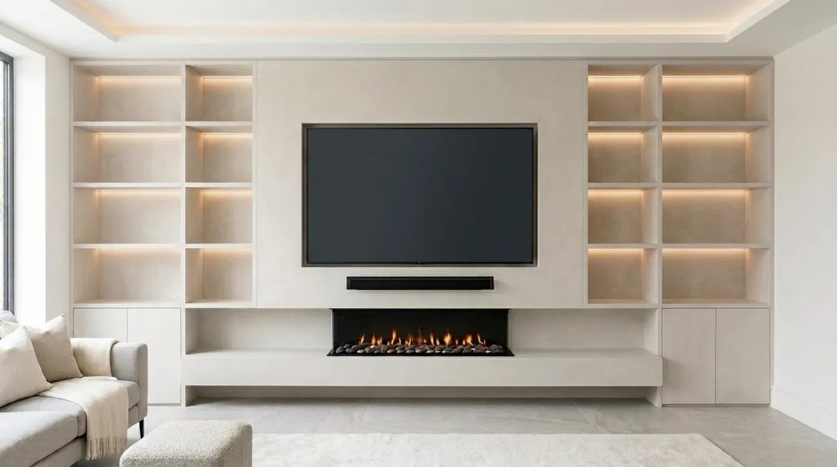 Plaster Media Wall with Linear Fire, Woodstock, Oxfordshire