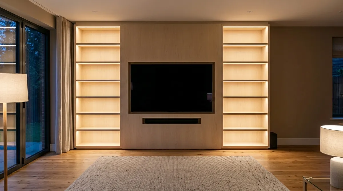 Pale Oak Recessed Media Wall, Chelmsford, Essex